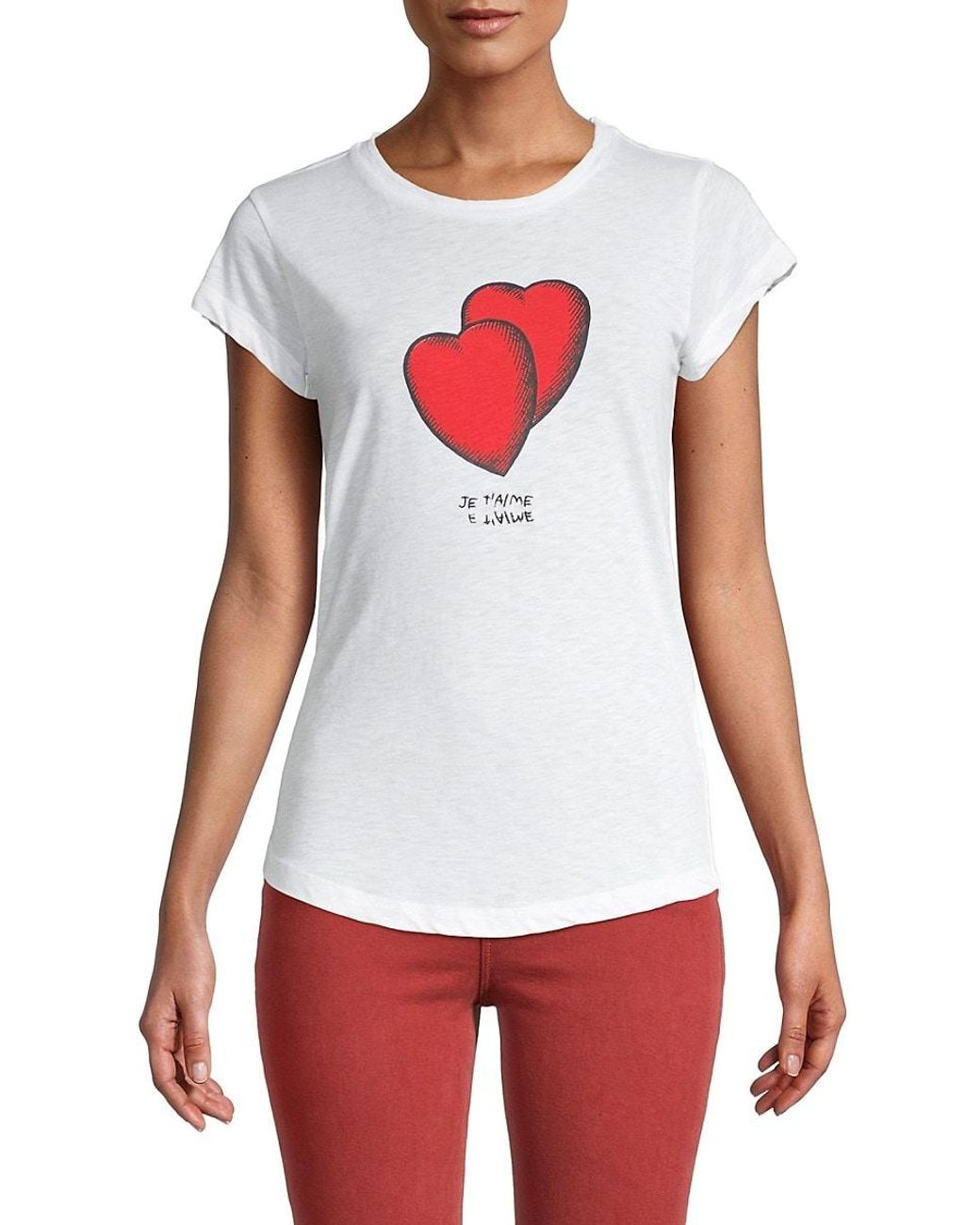 Zadig & Voltaire Skinny Hearts Graphic Tee in Gray | Lyst