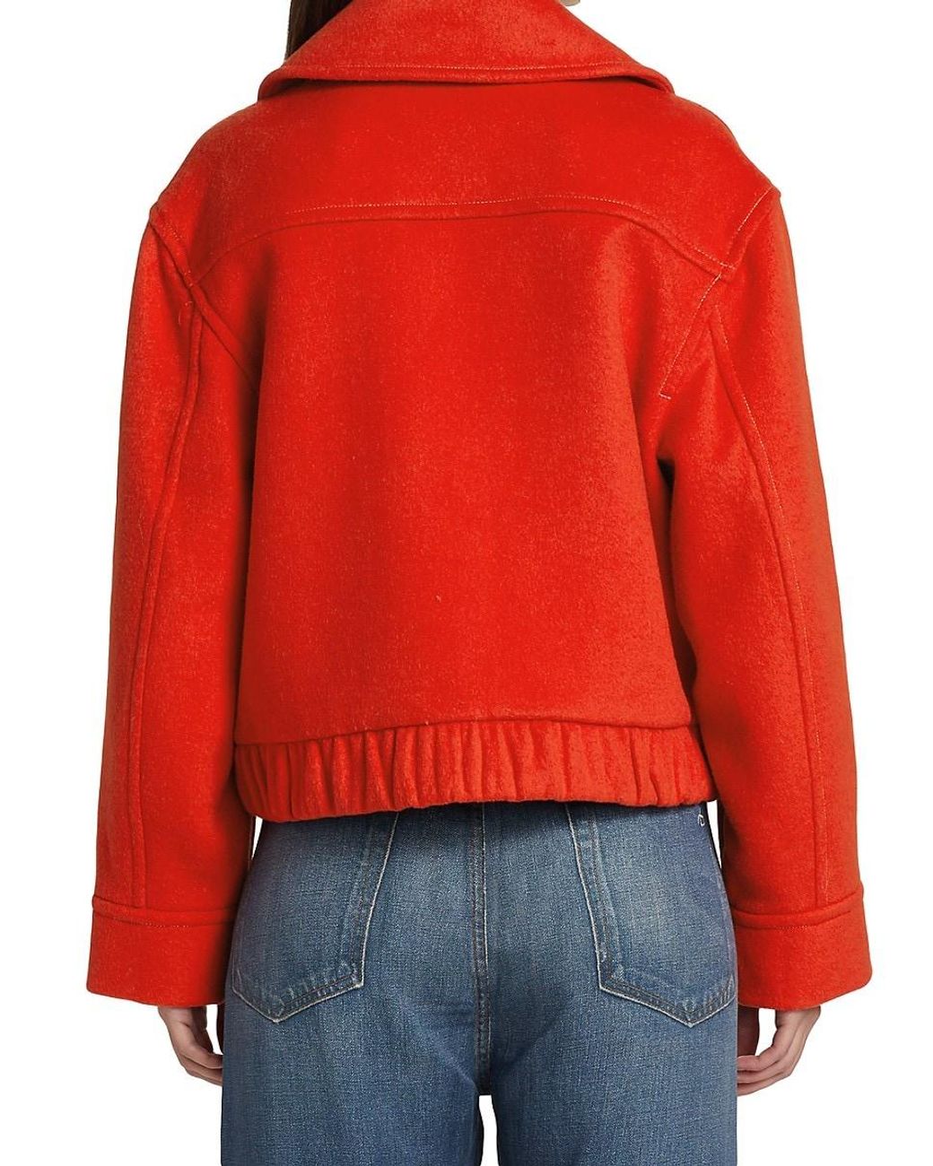 Ganni Cropped Wool Zip-up Jacket in Red | Lyst Australia