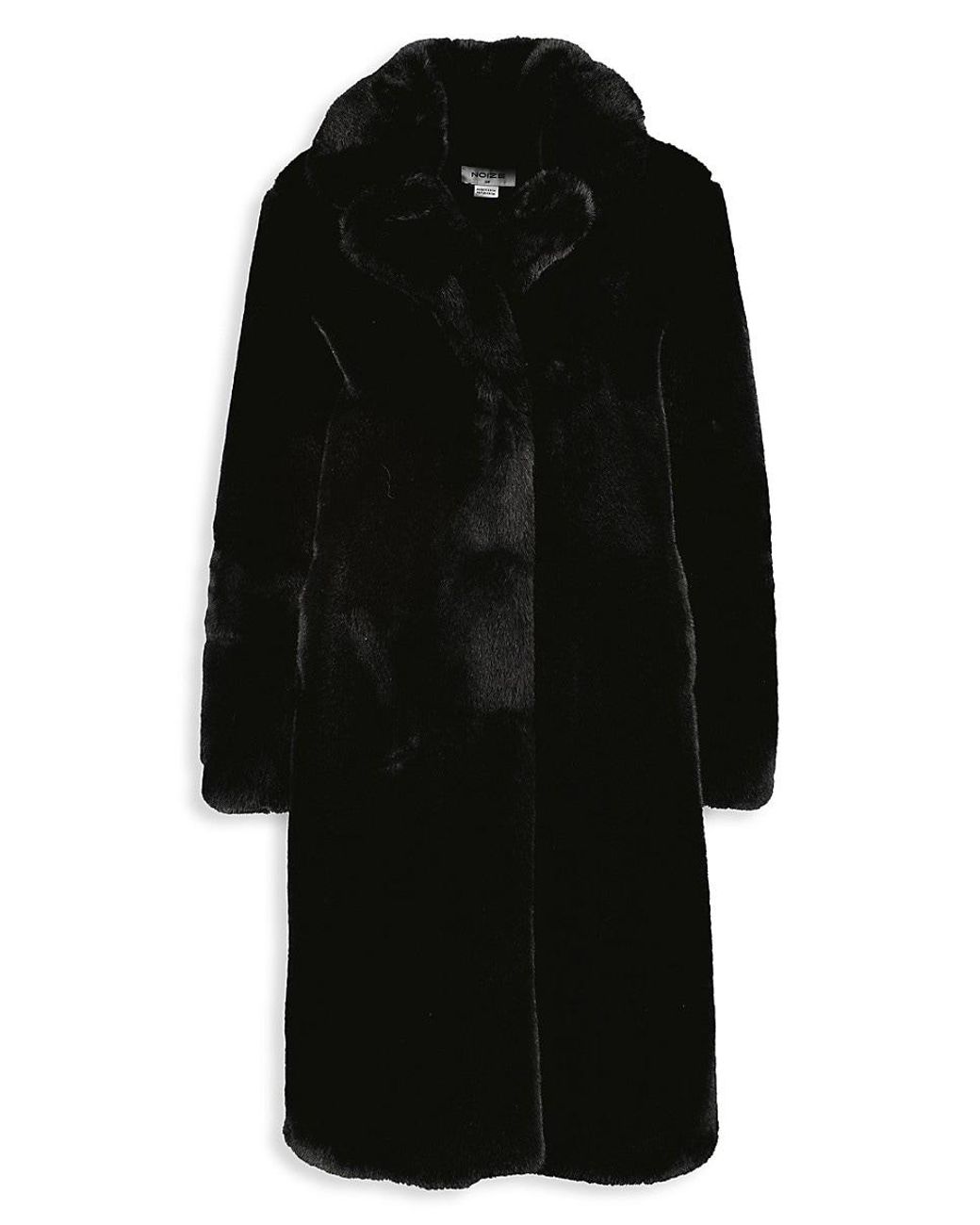 Noize Savannah Longline Faux Fur Coat in Black | Lyst