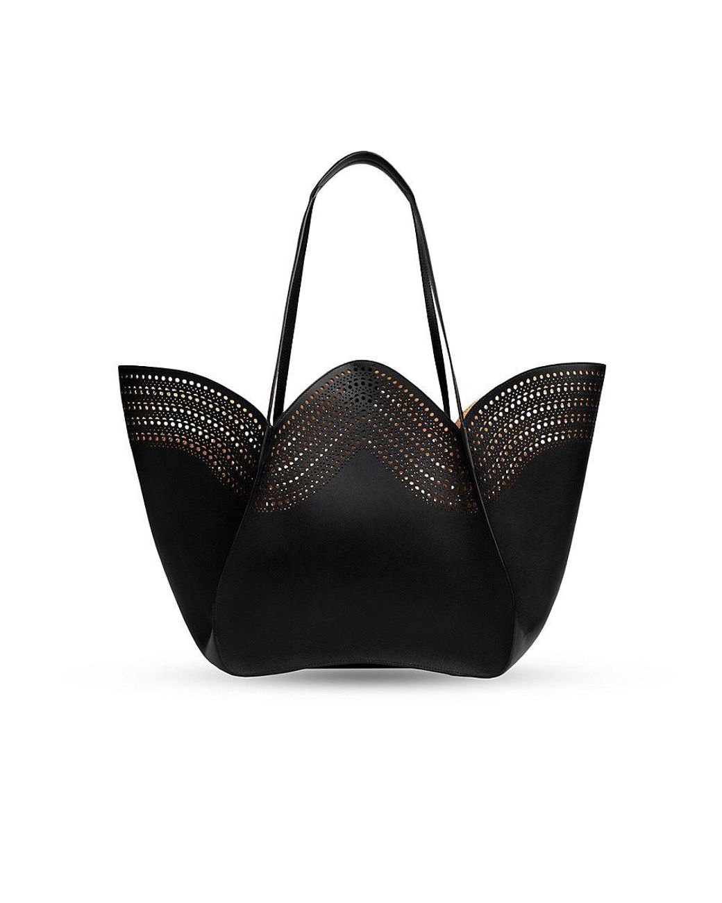 Alaïa Lili 24 Perforated Leather Tote in Black | Lyst