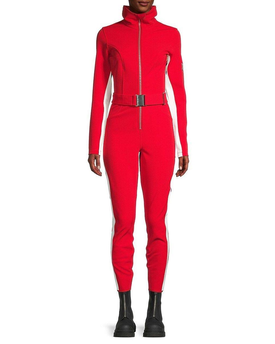 CORDOVA Signature Belted Stripe Skinny Ski Suit in Red | Lyst