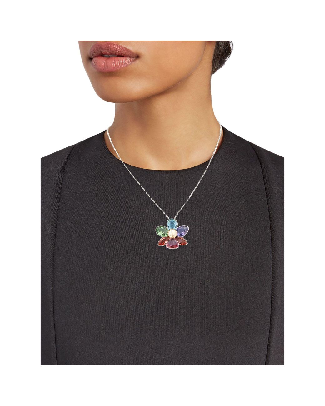 Swarovski Heritage Rhodium-plated Crystal Flower Pendant Necklace | Lyst