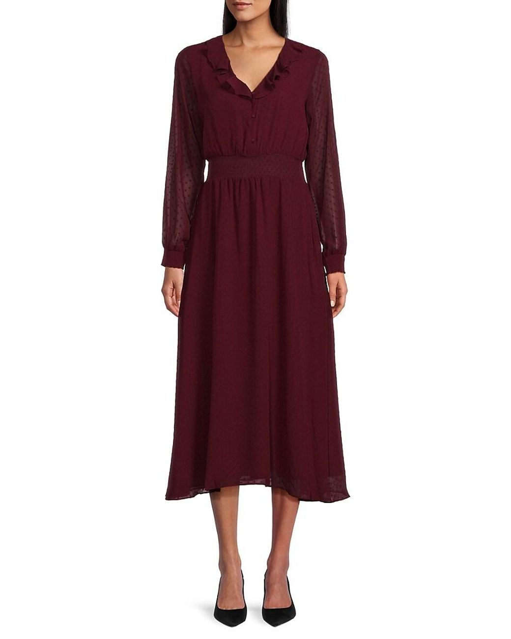 Nanette Lepore Women's Smocked High Neck Pleated Midi Dress - Sleeveless Party & Wedding Guest Dress