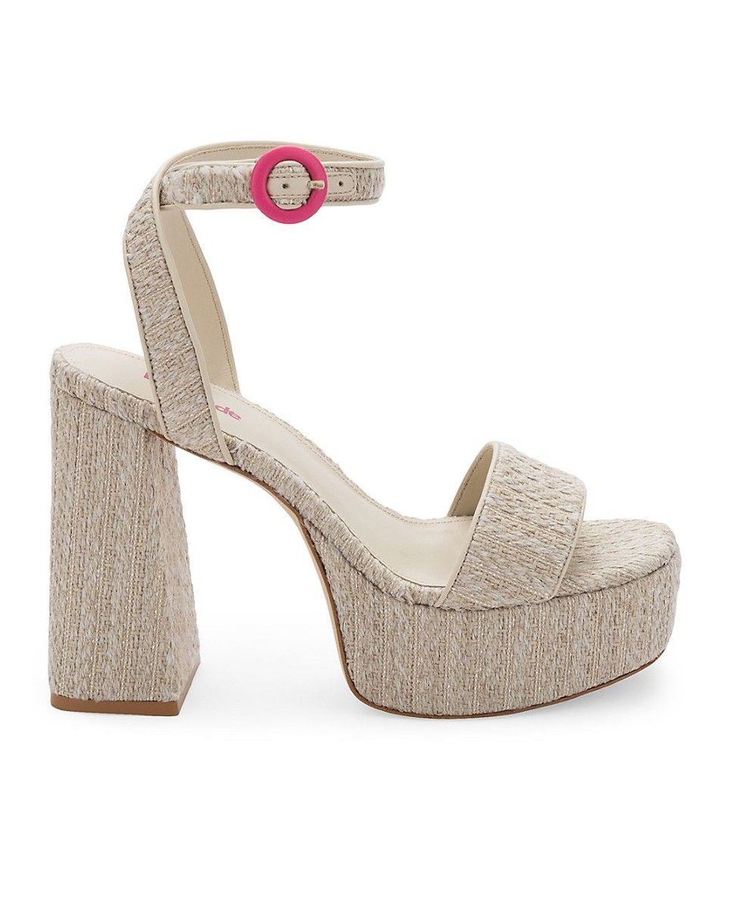 Larroude Dolly Raffia Platform Ankle Strap Sandals in White Lyst