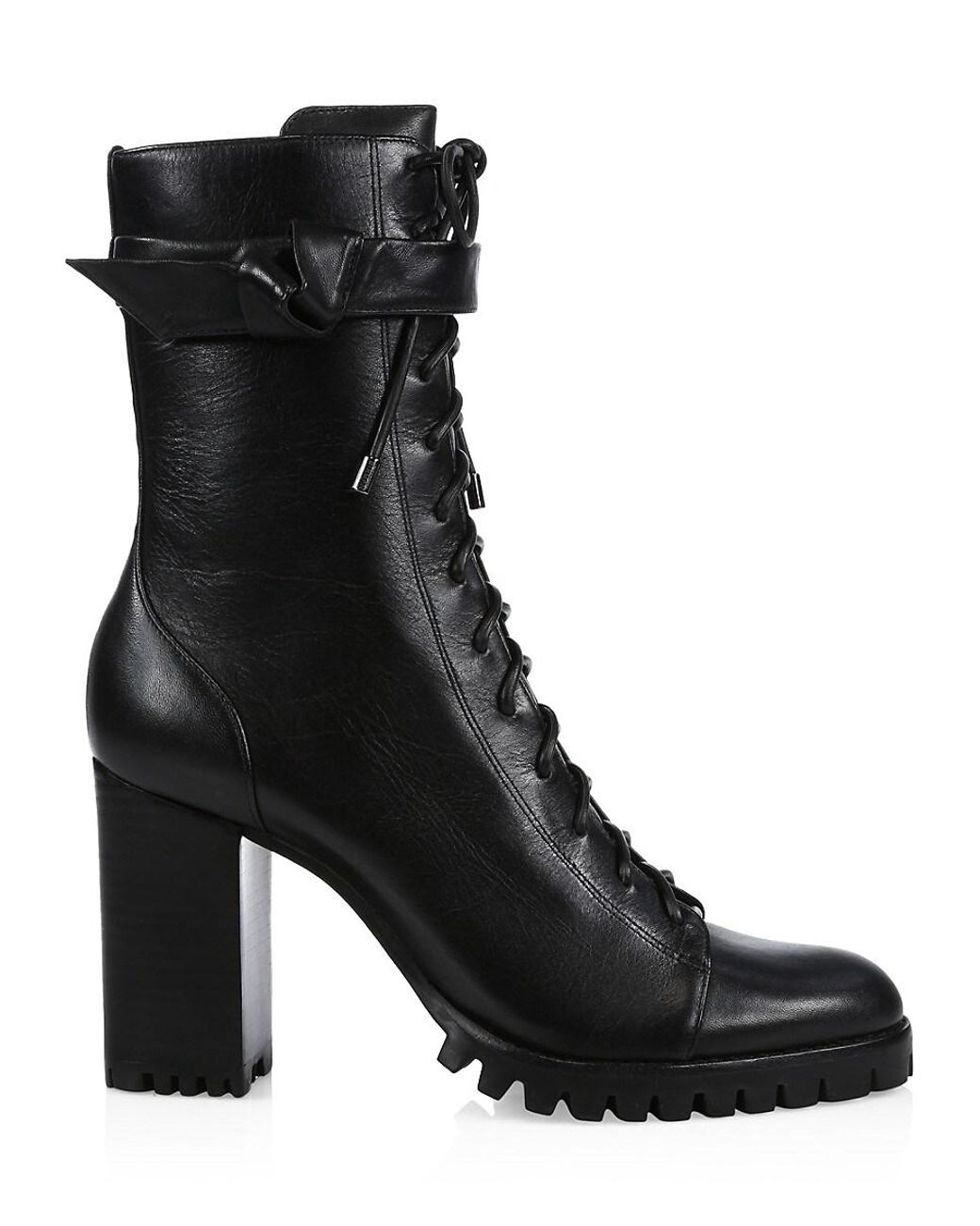 Alexandre Birman Evelyn Block-heel Leather Combat Boots in Black | Lyst