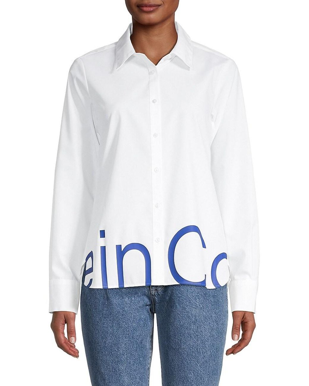 Calvin Klein Logo-graphic Button-front Shirt in White | Lyst
