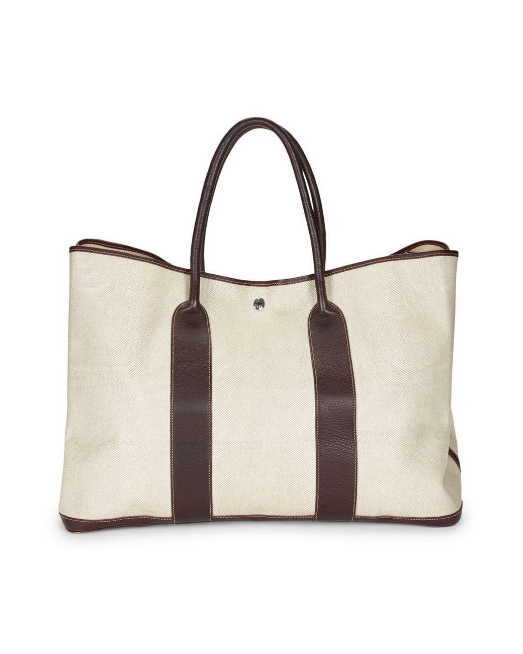 Hermès Vintage Garden Party Leather-trim Canvas Tote in Natural | Lyst