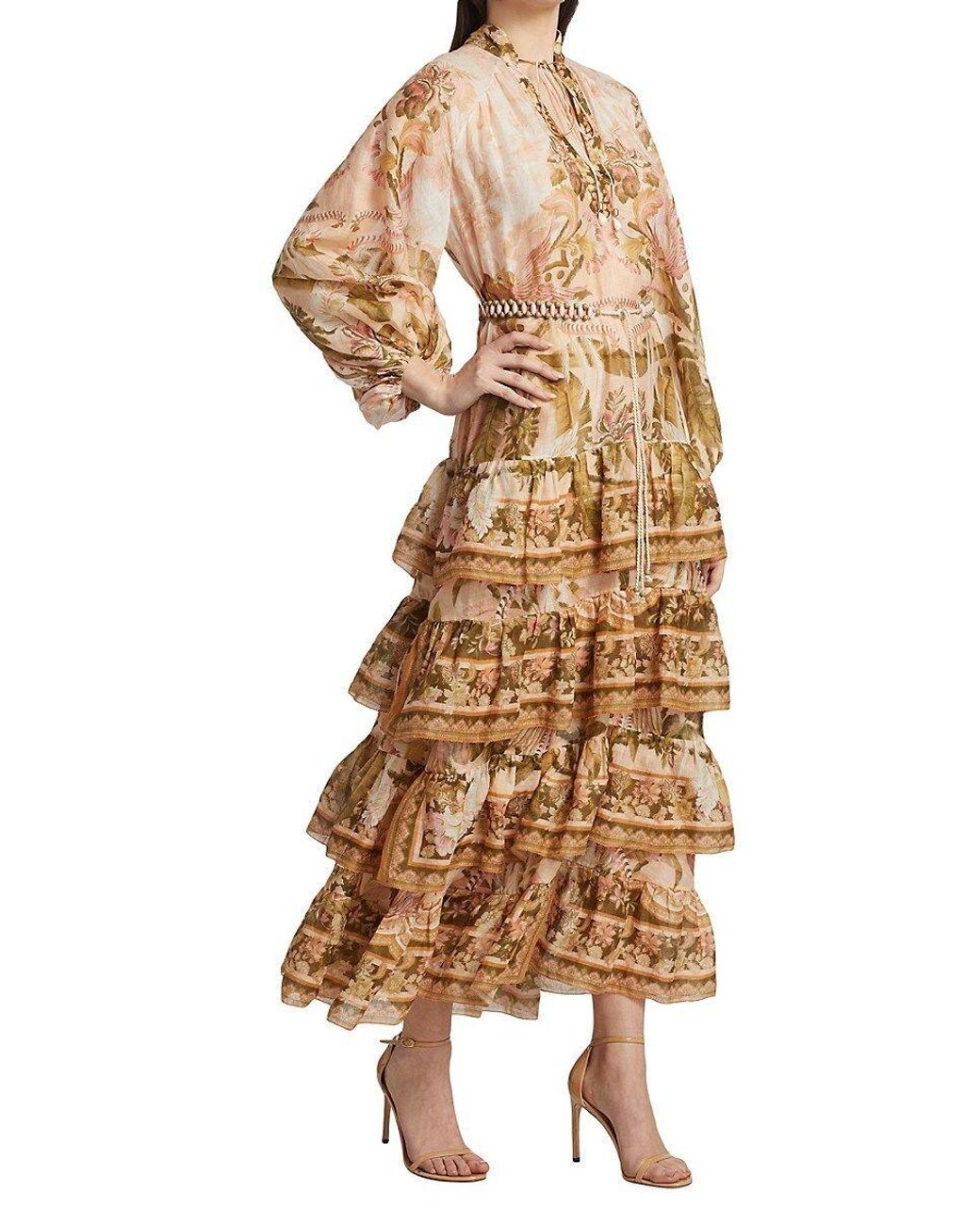 Zimmermann Lyre Tiered Maxi Dress in Natural Lyst