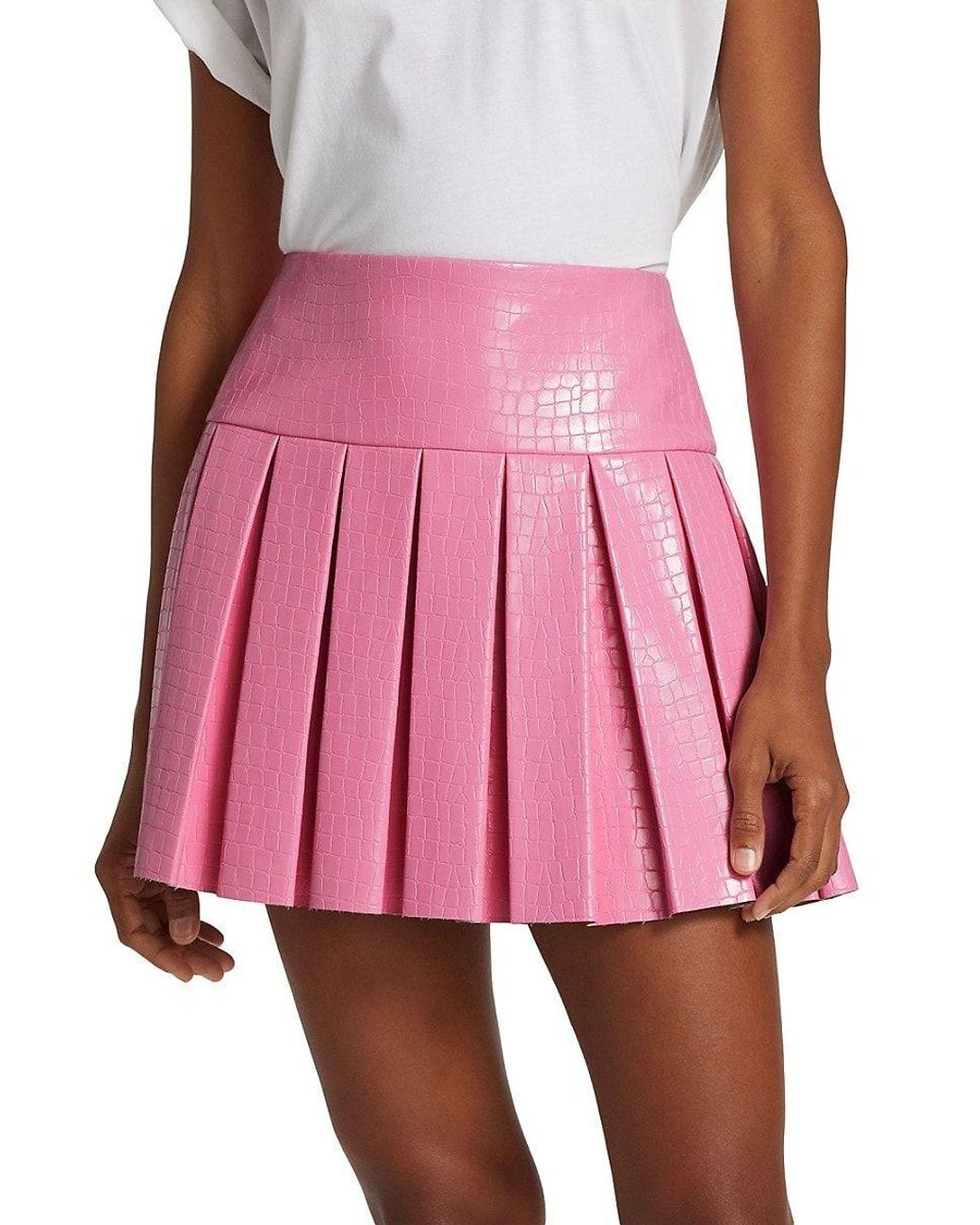 Hot pink clearance pleated leather skirt