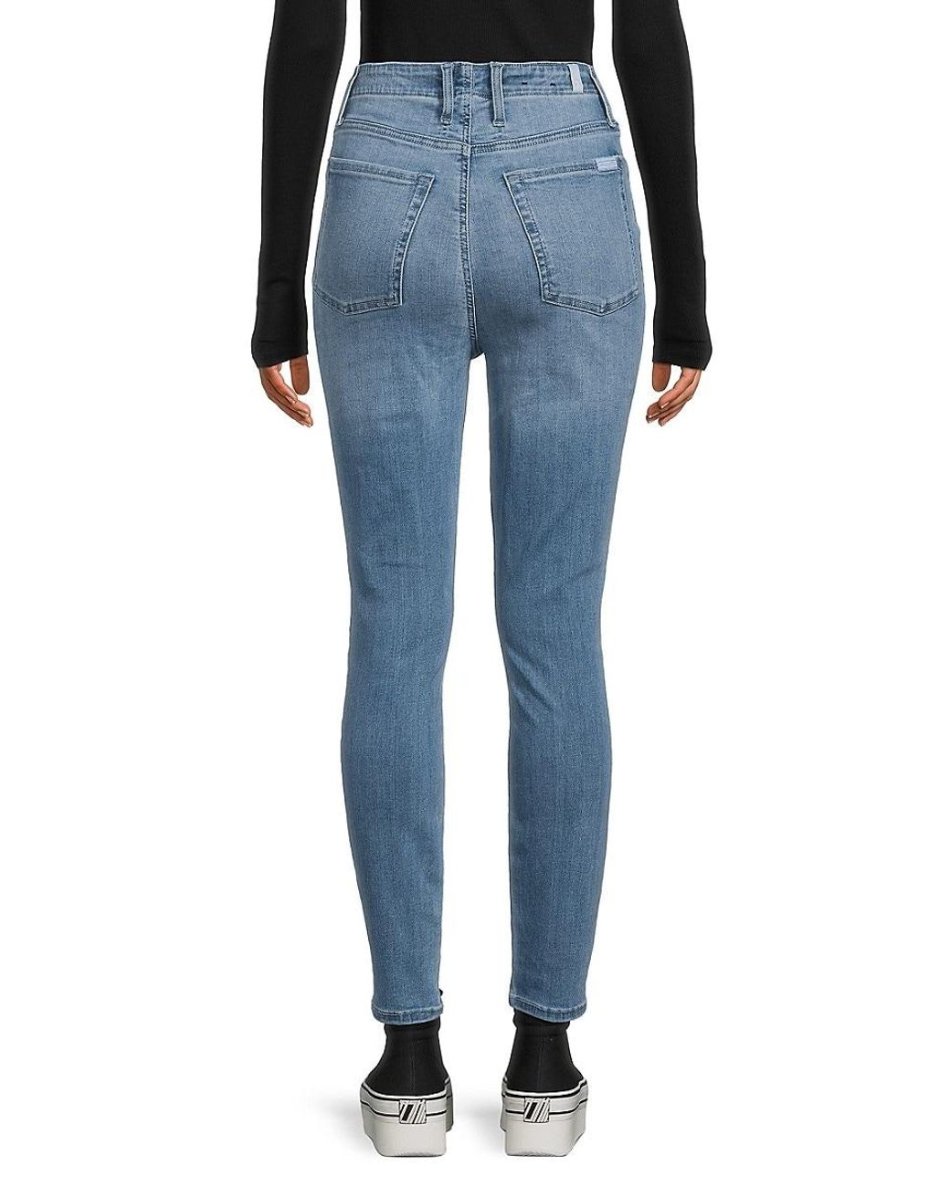 7 For All Mankind Portia High Rise Ankle Skinny Jeans in Blue | Lyst Canada