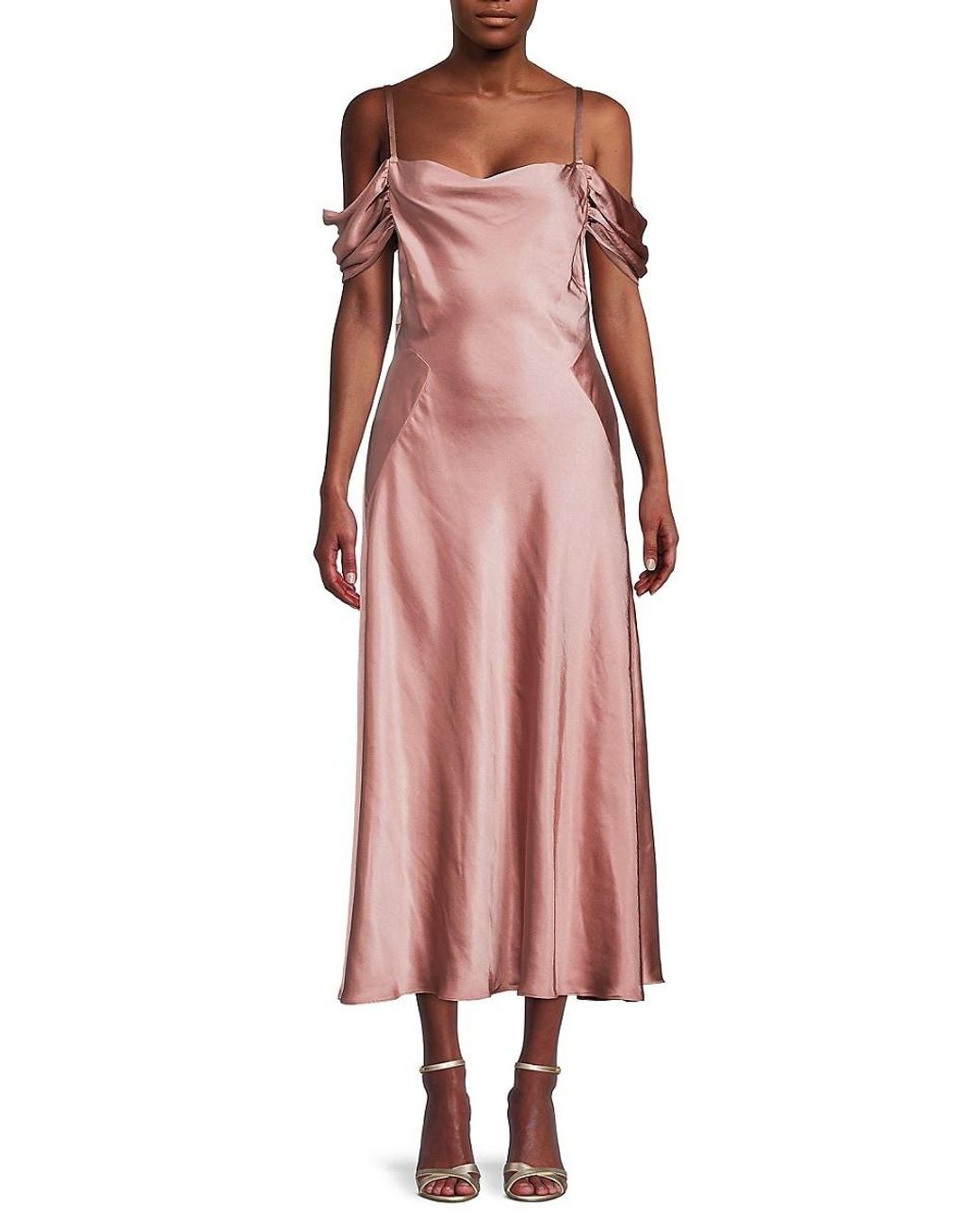 Ted Baker Esta Cold Shoulder Satin Midi Dress in Pink Lyst