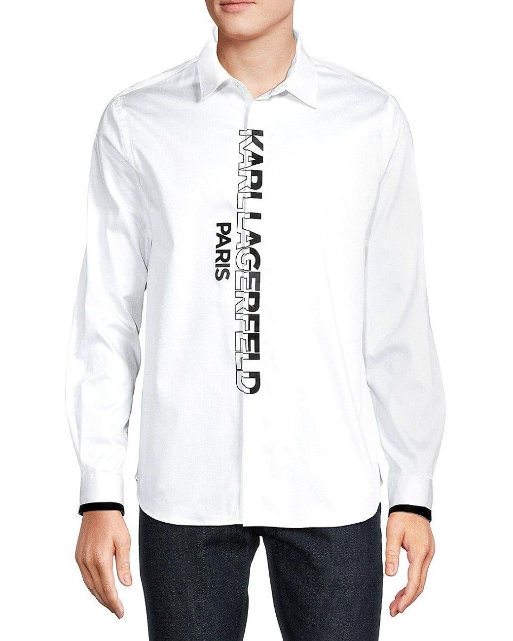 Karl Lagerfeld Logo Shirt in White for Men | Lyst