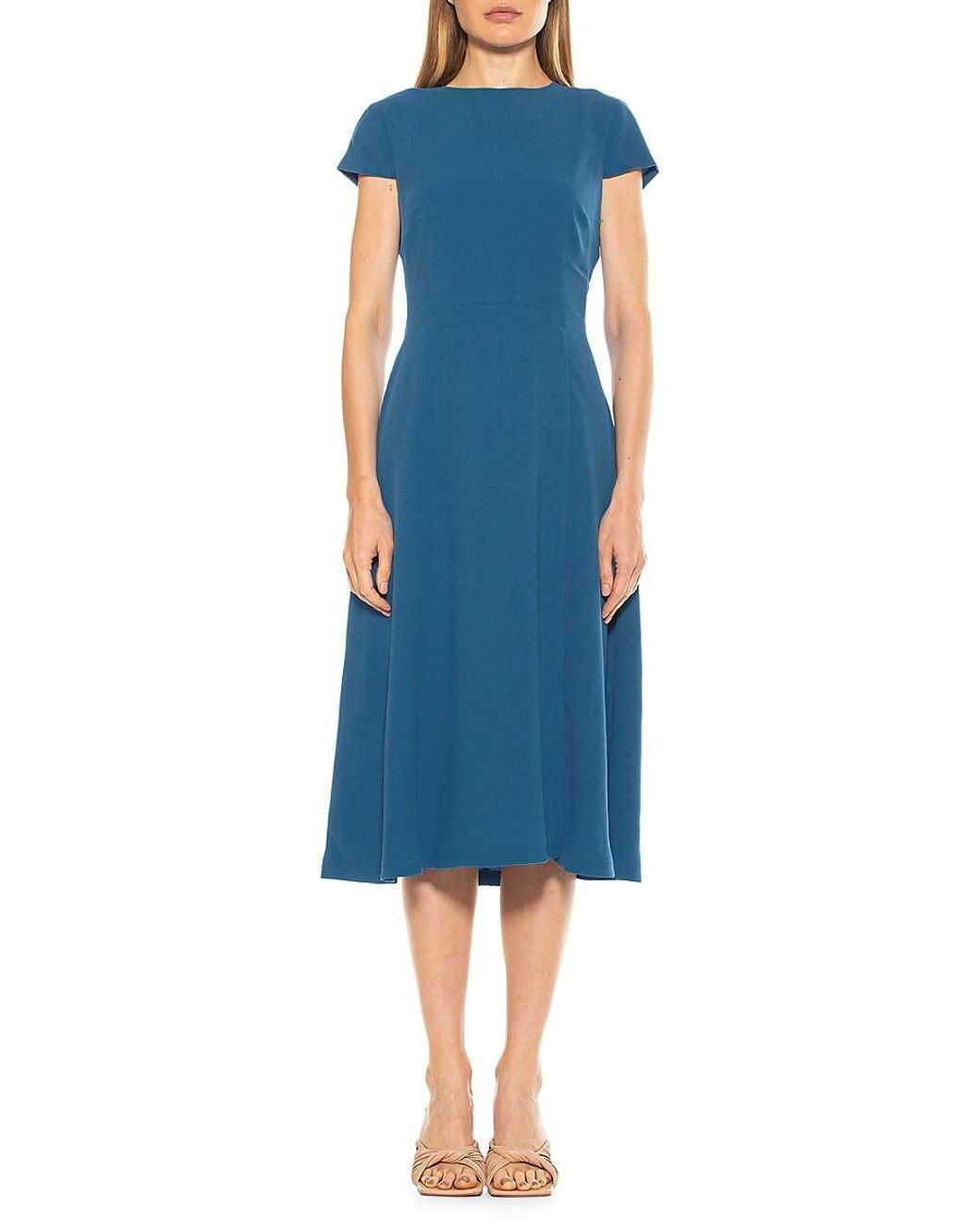 Alexia Admor Synthetic Lily Highslit Midi Dress in Denim Blue (Blue