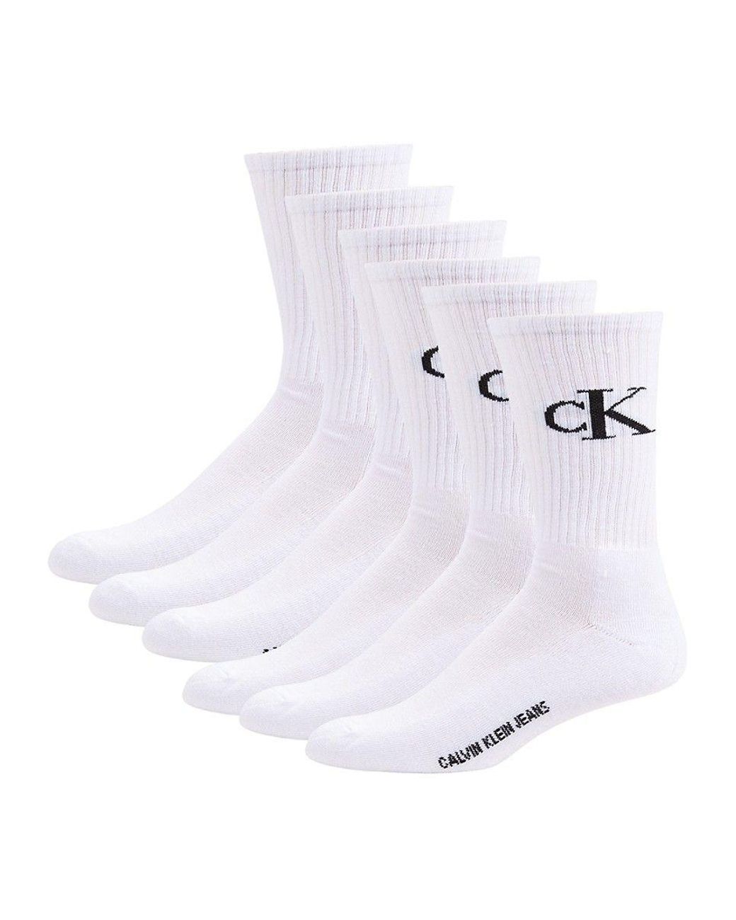 Calvin Klein 6-pack Crew Socks in White for Men | Lyst