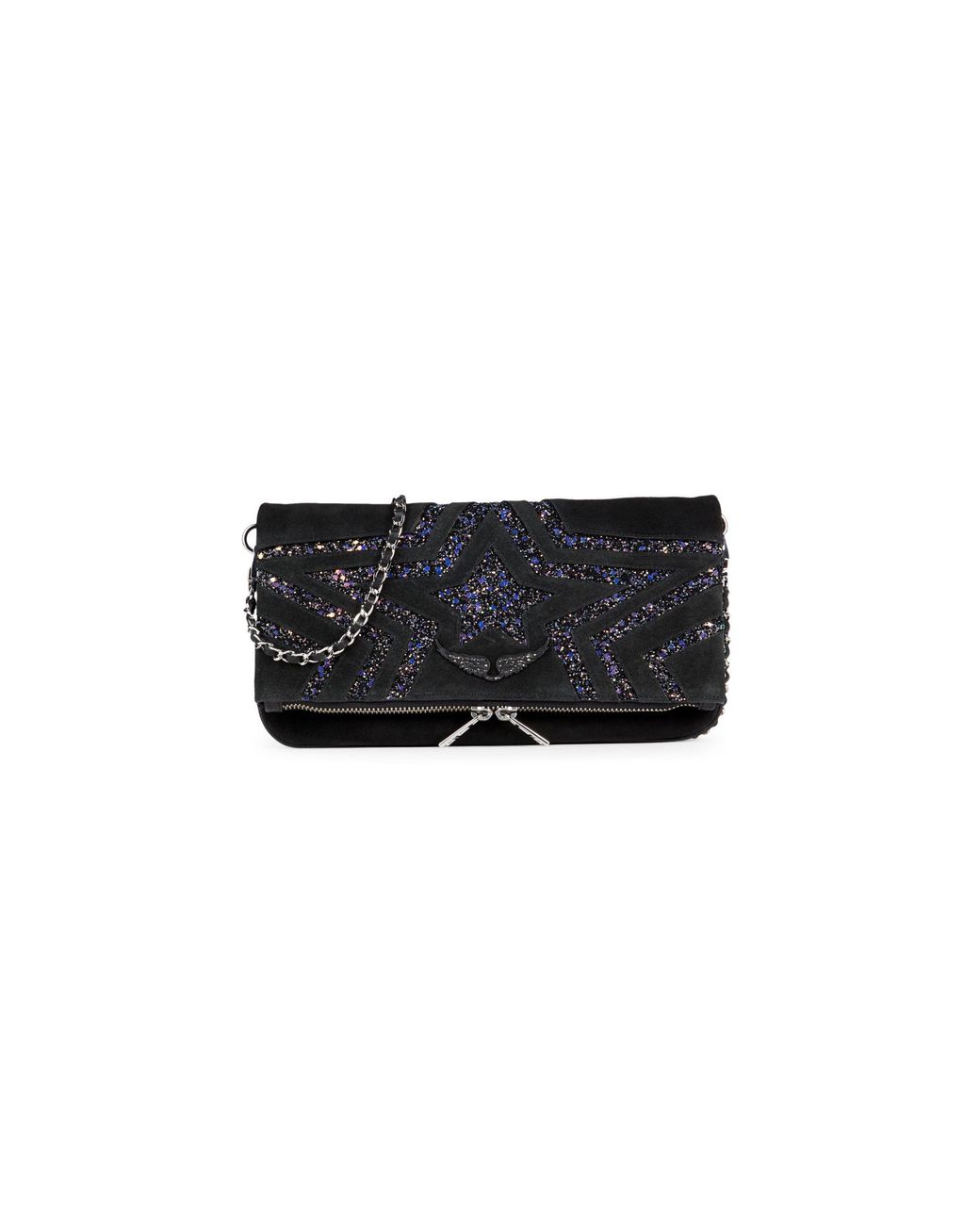 Zadig & Voltaire Suede Rock Star Glitter Shoulder Bag in Black Lyst