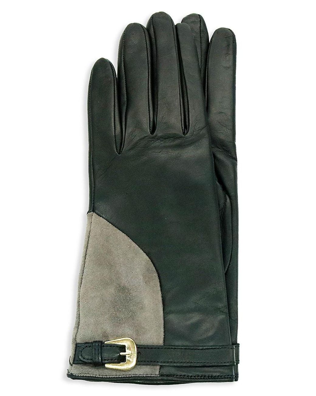 Portolano Suede & Leather Gloves in Black Lyst