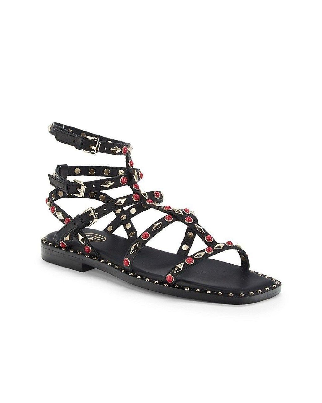 Ash Marrakech Studded Leather Gladiator Sandals in Black | Lyst