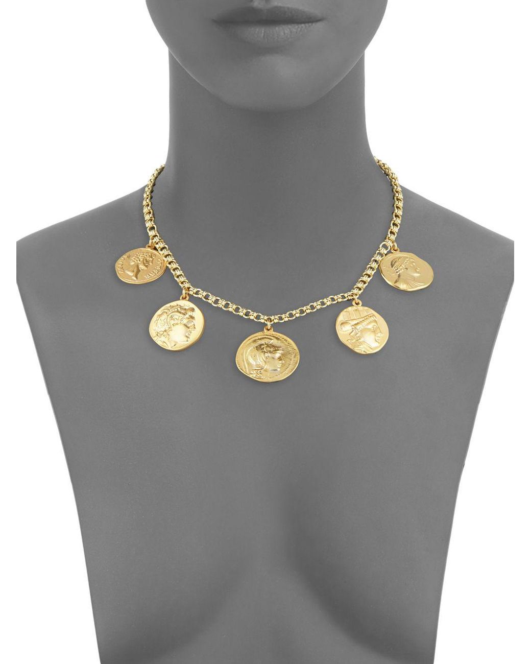 Gold-tone Coin Pendant Toggle Multi-Strand Necklace