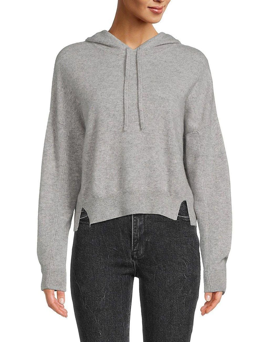 Cropped cashmere hoodie top