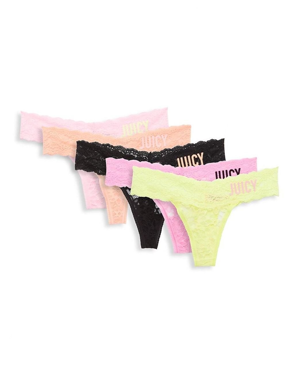 Juicy Couture 5-pack Logo Lace Thongs | Lyst