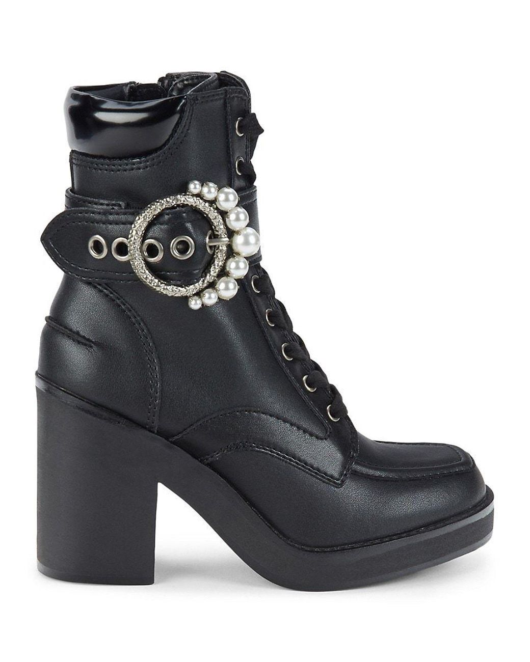 Karl Lagerfeld Dottie Embellished Combat Boots in Black Lyst