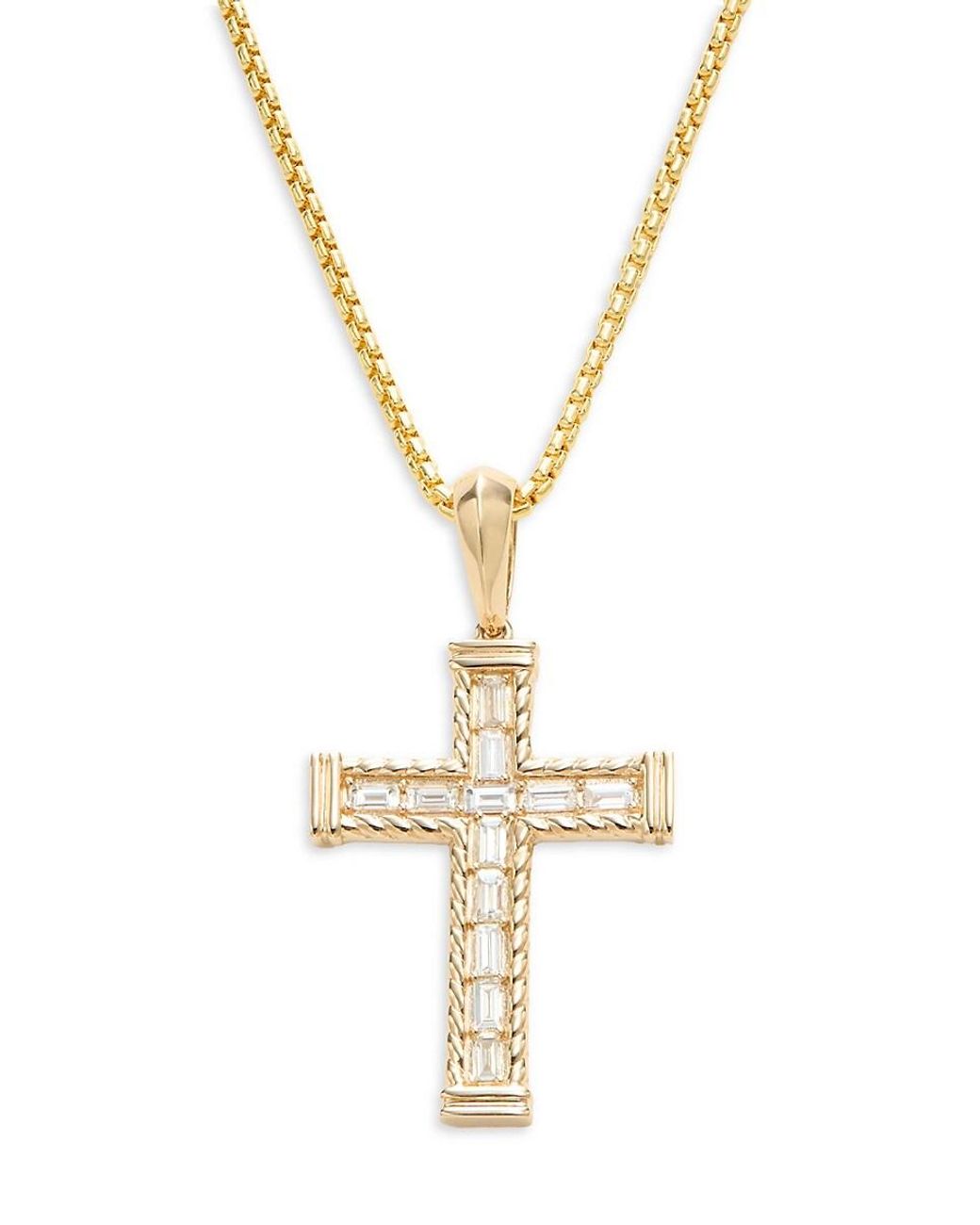 Effy 14k Yellow Gold 0.67 Tcw Diamond Cross Pendant Necklace in Metallic for Men Lyst
