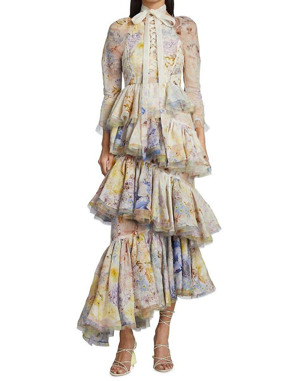 Zimmermann Rhythmic Tiered Gown in White Lyst