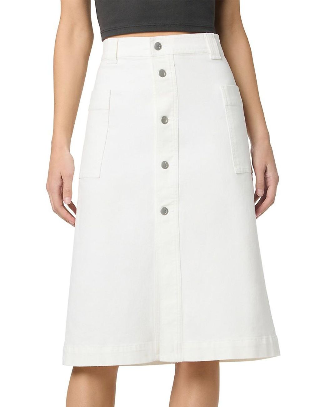 Joe's Jeans Stretch Cotton Knee-length A-line Denim Skirt in White