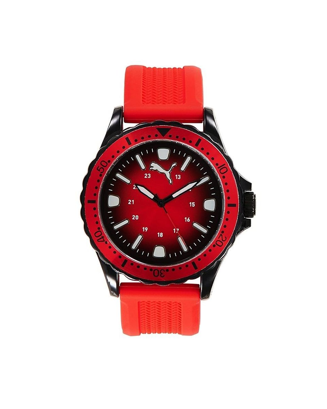 PUMA 10 44mm Stainless Steel Silicone Watch in Red for Men Lyst UK