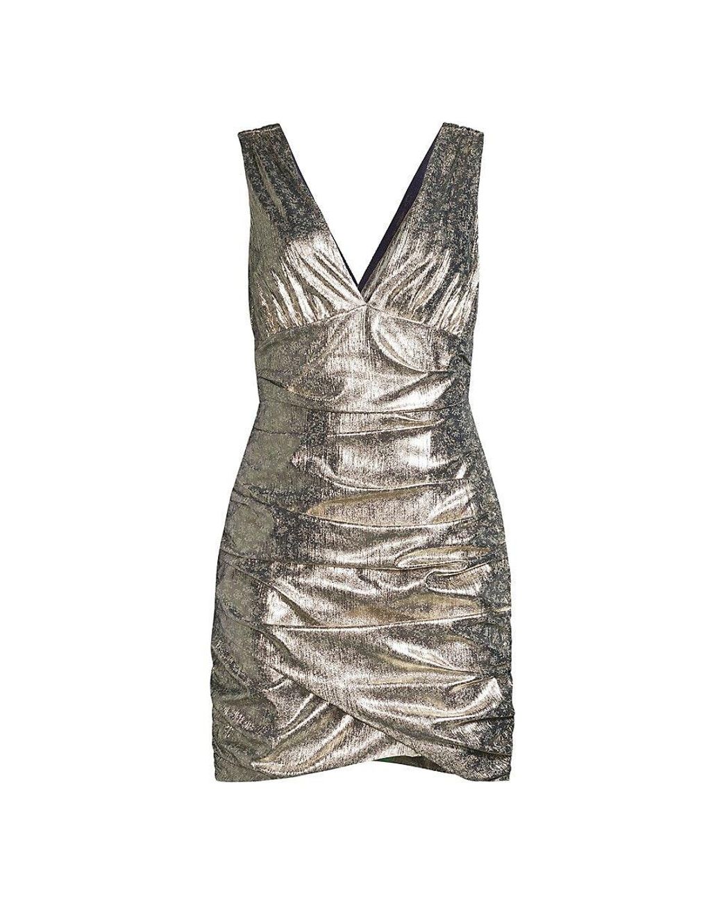 Ramy Brook Holly Metallic Mini Dress in Gray | Lyst