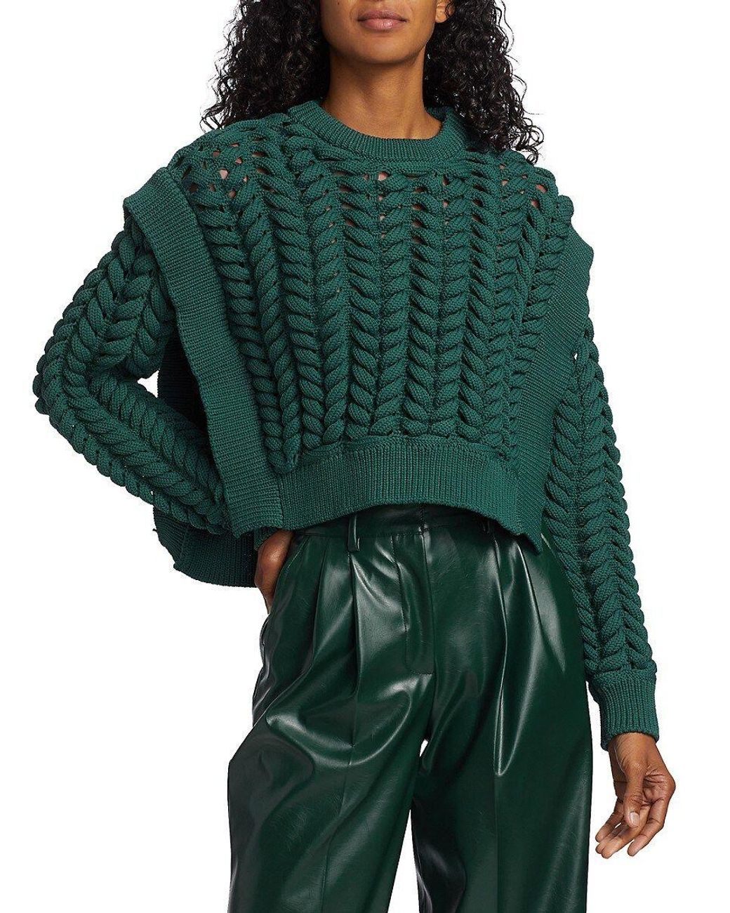 AKNVAS Jules Cable Knit Sweater in Green Lyst