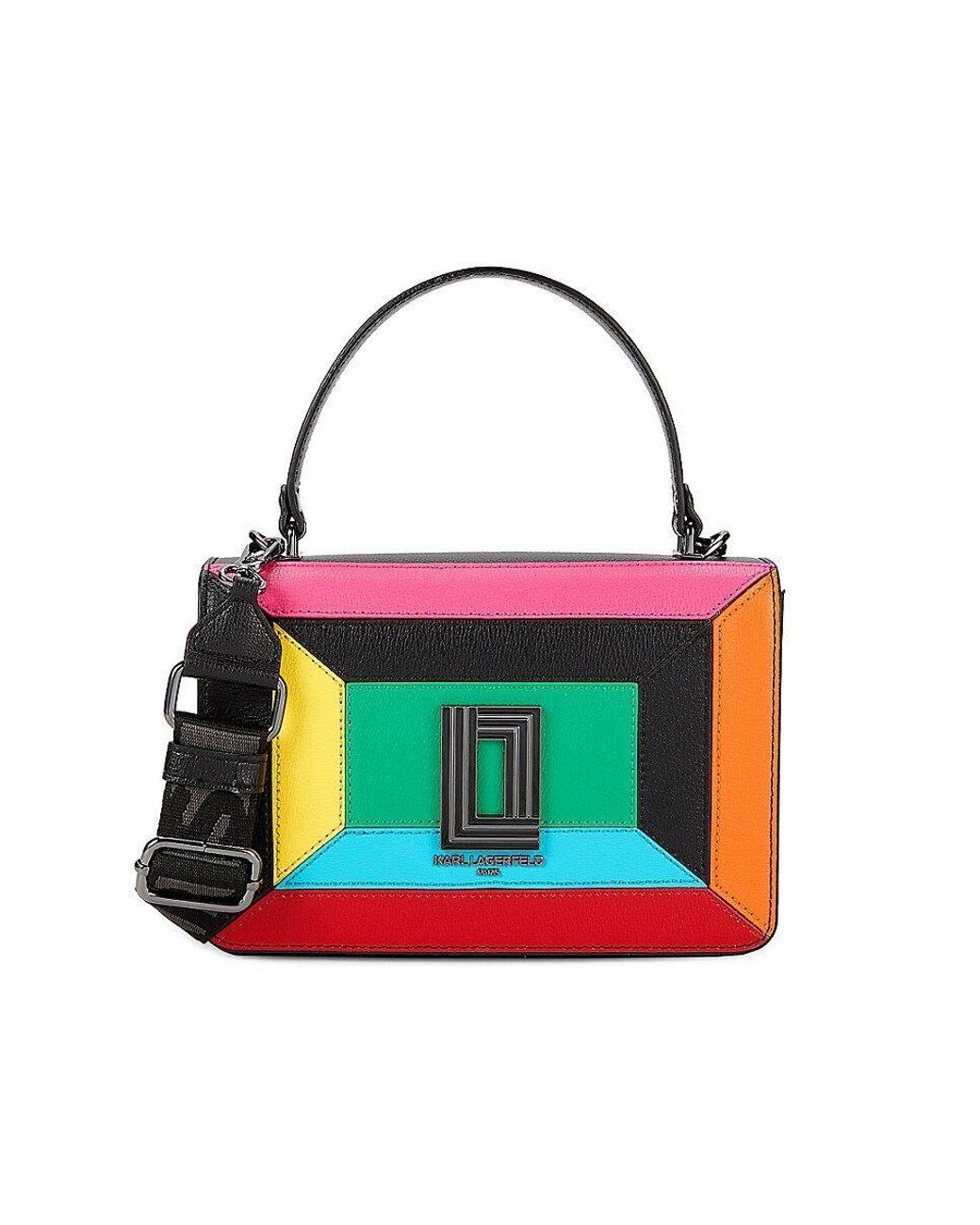 Karl Lagerfeld Colorblock Flap Crossbody Bag in Natural | Lyst
