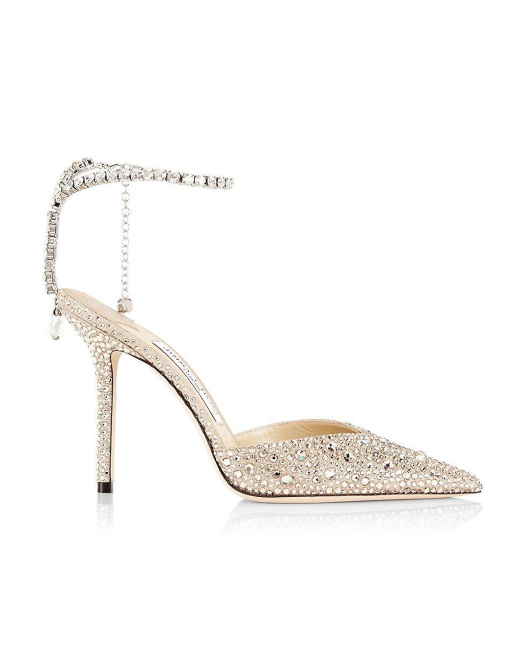 Jimmy Choo Saeda 100mm Crystalembellished Pumps in White Lyst
