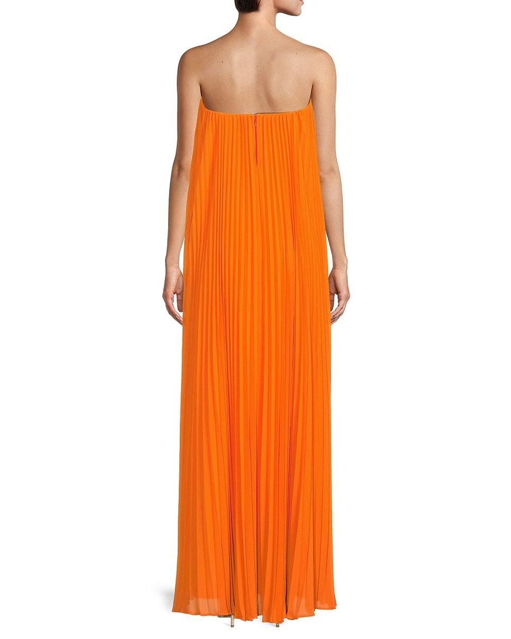 BCBGMAXAZRIA Pleated Strapless Maxi Dress in Orange Lyst