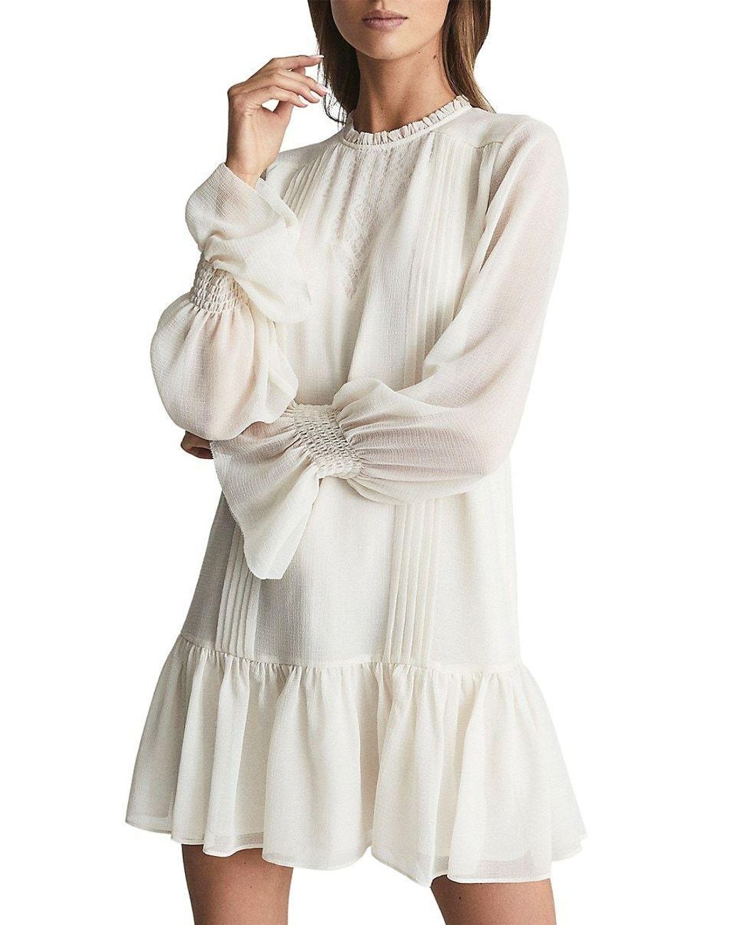 Reiss Esme Ruffle Lace Mini Dress in White Lyst