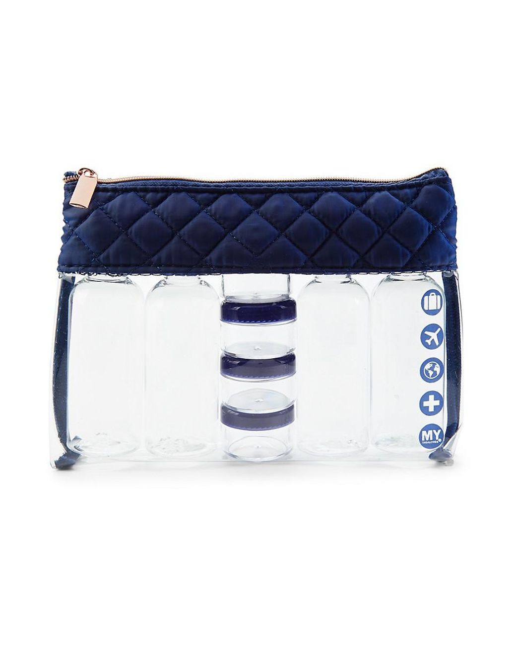 MYTAGALONGS Coco Quilted Pouch & Travel Container Set in Blue Lyst
