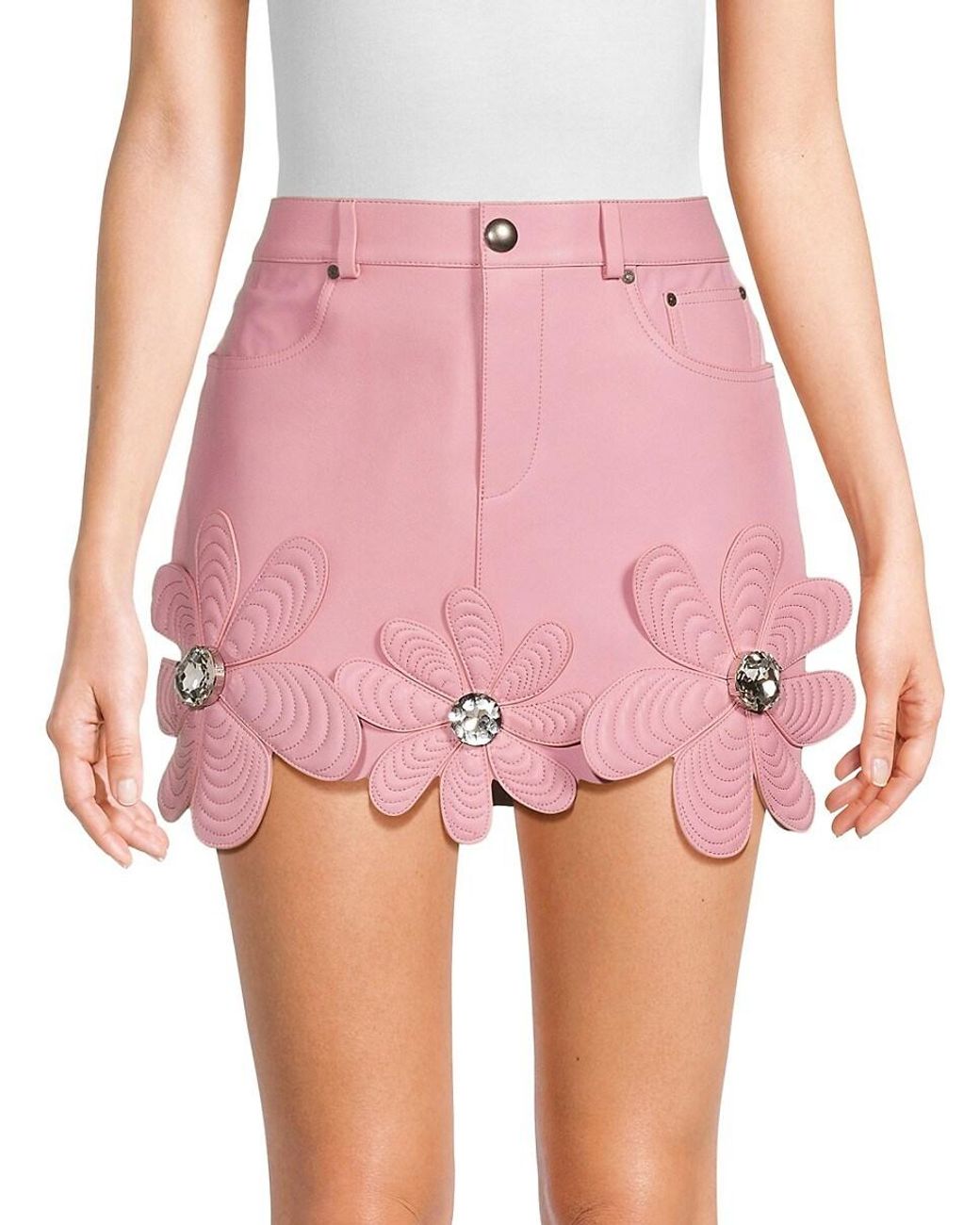 Light pink leather mini skirt cheap