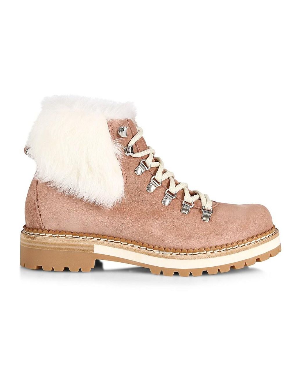 Montelliana 1965 Clara Suede Shearling-trimmed Hiking Boots in Natural ...