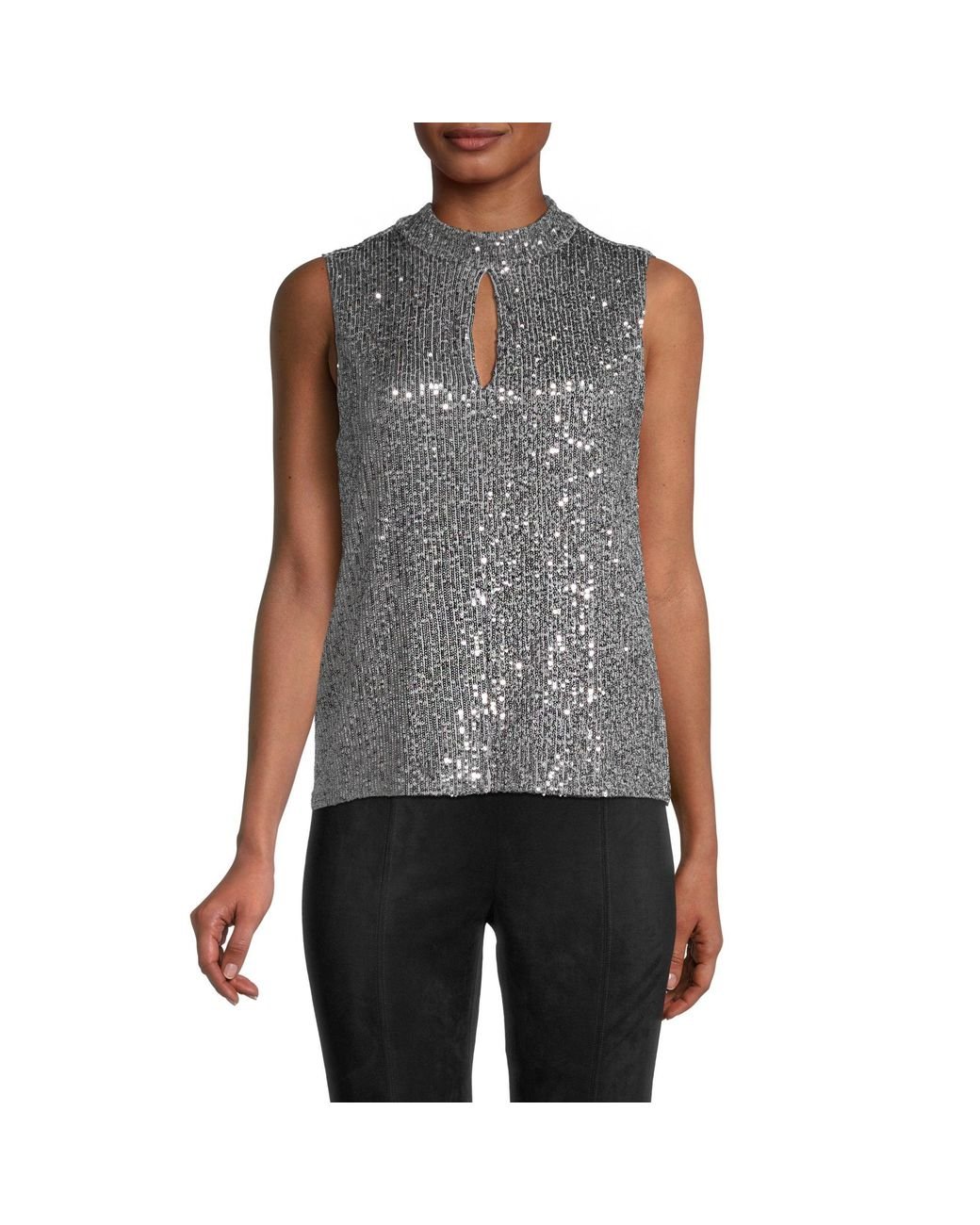 Calvin Klein Synthetic Sequin-embellished Sleeveless Top - Lyst