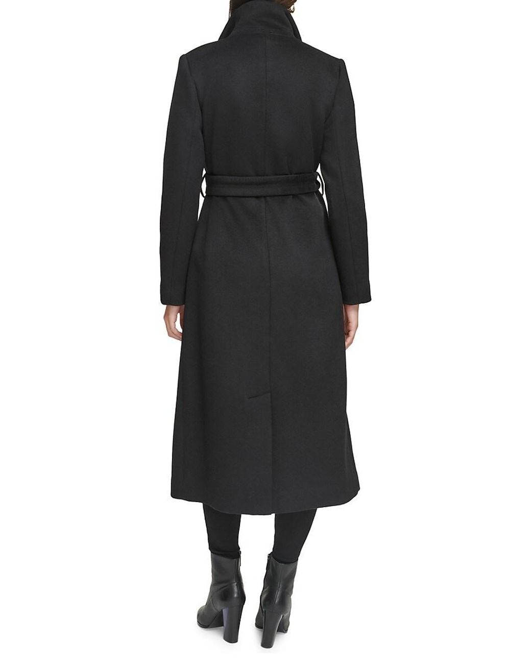 Kenneth Cole Belted Maxi Wool Coat in Black Lyst UK