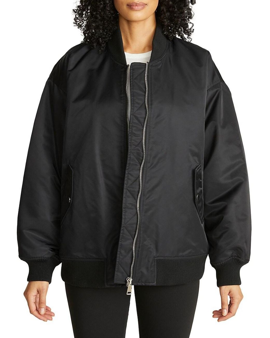Hudson Jeans Oversized Bomber Jacket in Black Lyst UK