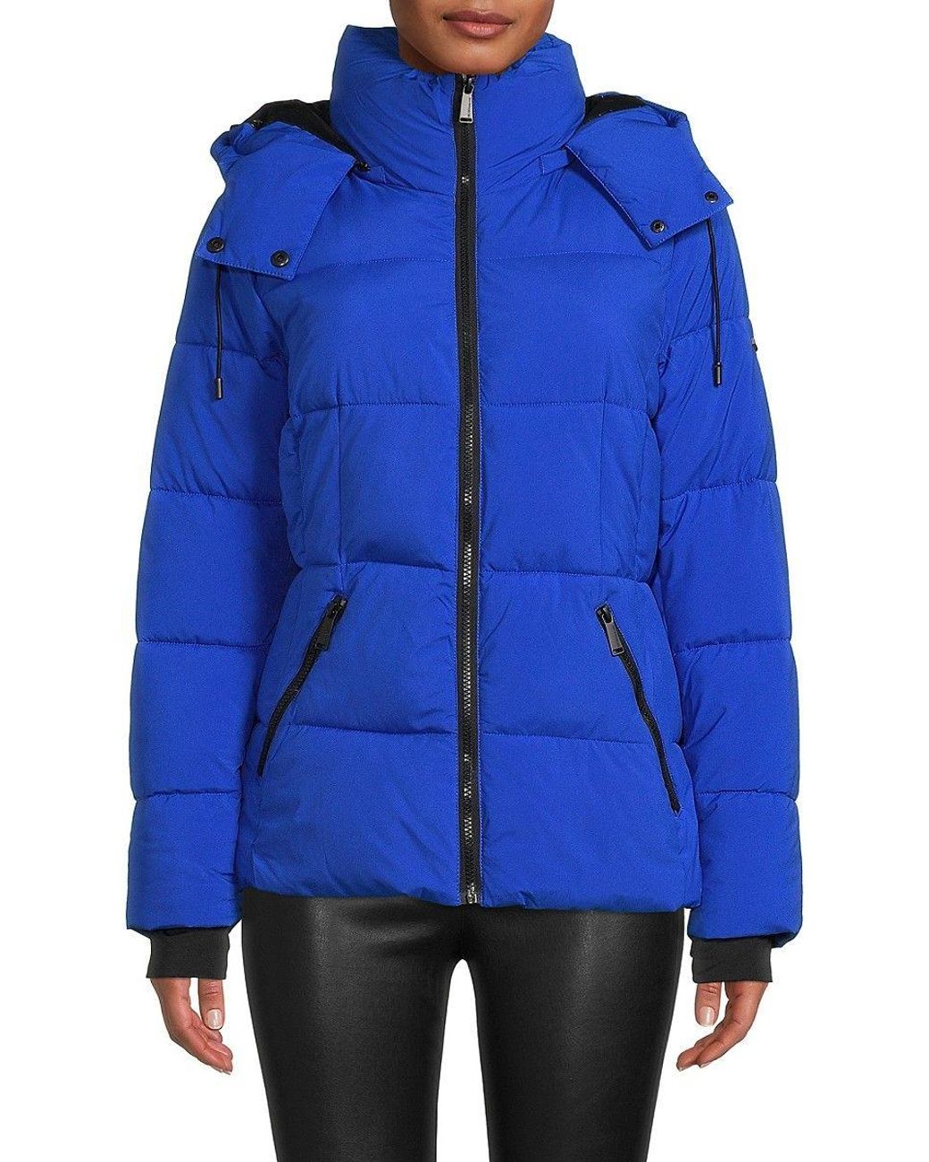 BCBGMAXAZRIA Quilted Hooded Puffer Jacket in Blue Lyst