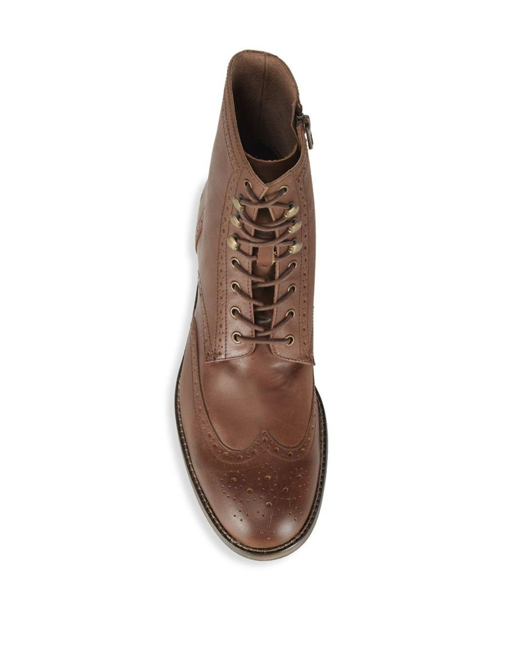 Andrew Marc Hillcrest Wingtip Leather High top Boots in Brown for