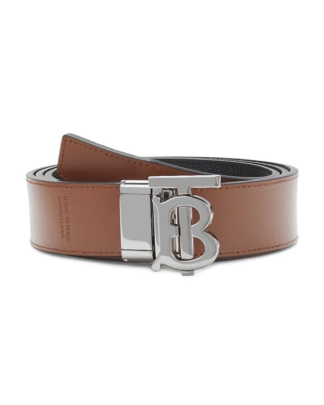Burberry Slide Buckle Reversible Leather Belt on SALE