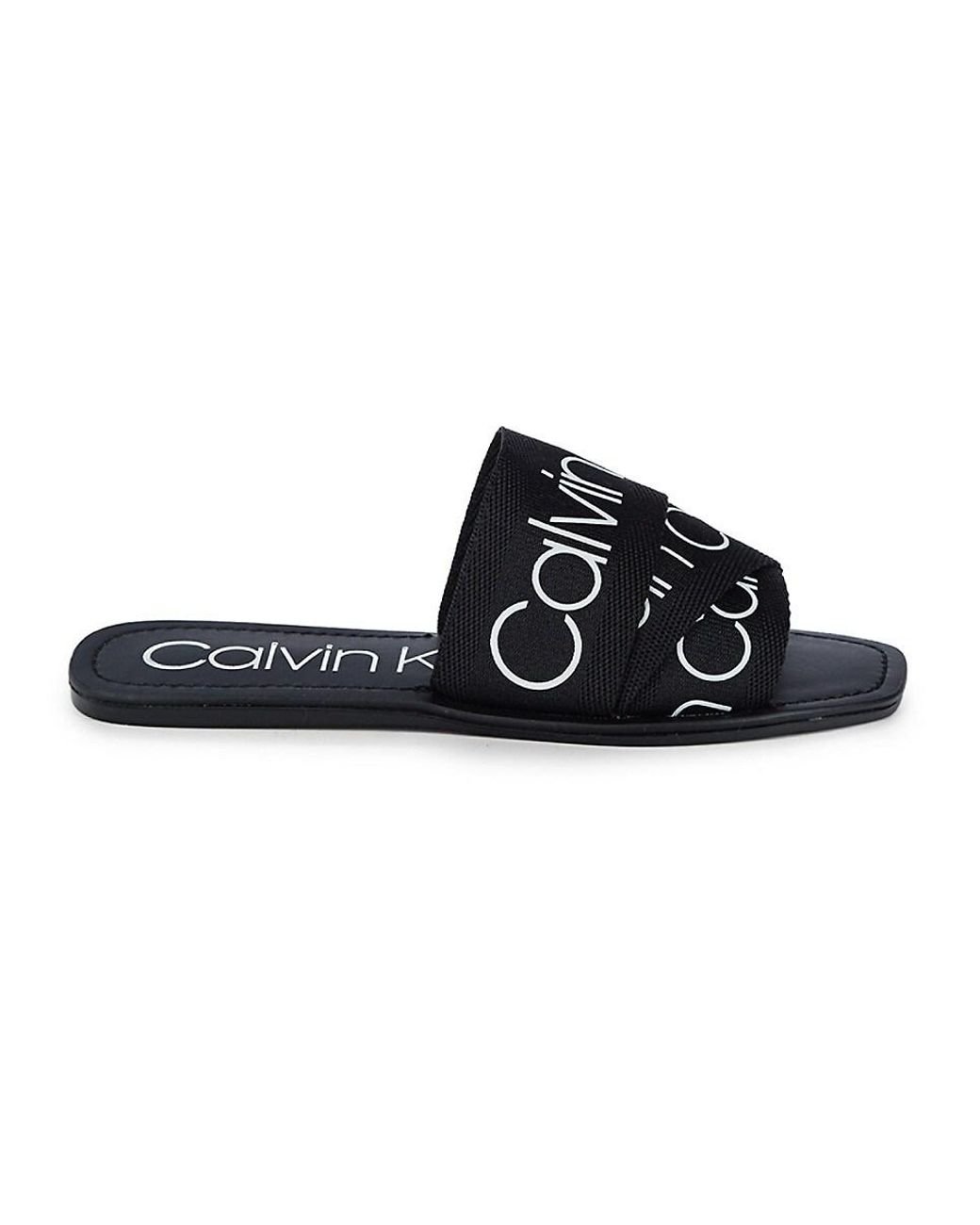 Calvin Klein Bainy Logo Slides in Black Lyst