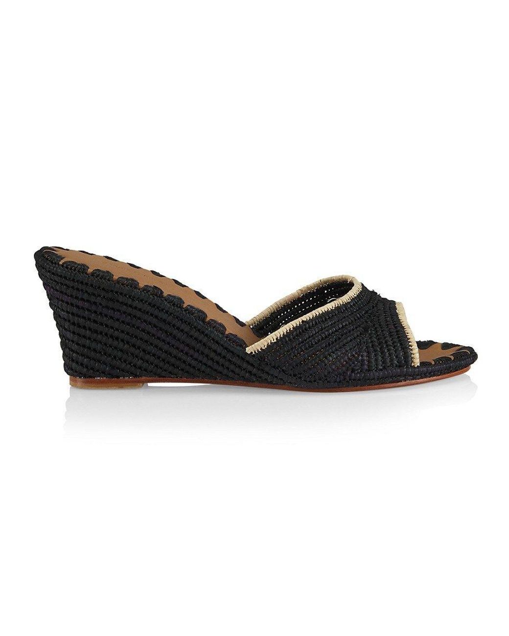 Carrie Forbes Nador Raffia Wedge Sandals in Black | Lyst