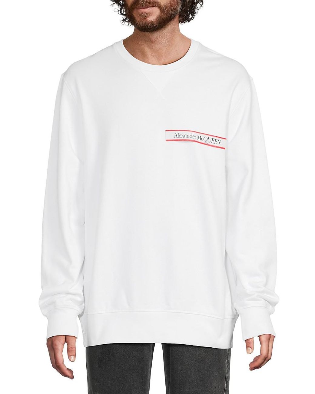 【送料&関税込】Alexander McQueen Ivory Cotton Sweatshirt Alexander McQueen tie-dye intarsia-knit Sweatshirt | White