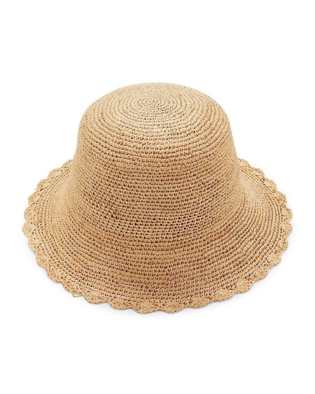 San Diego Hat Company Scallop Raffia Straw Bucket Hat in Natural | Lyst