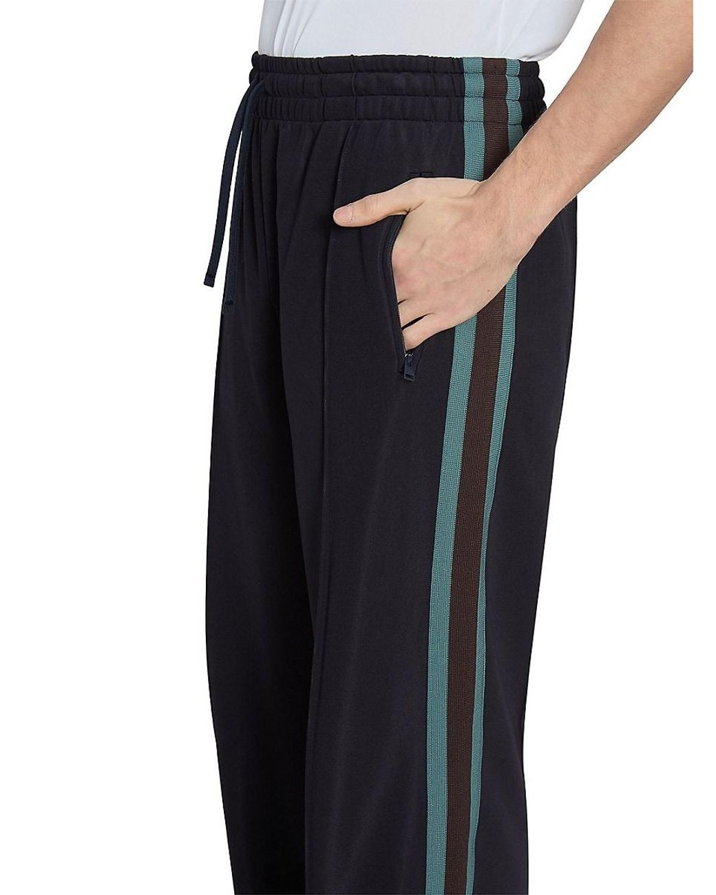 Ami Paris Striped Drawstring Track Pants in Black for Men | Lyst
