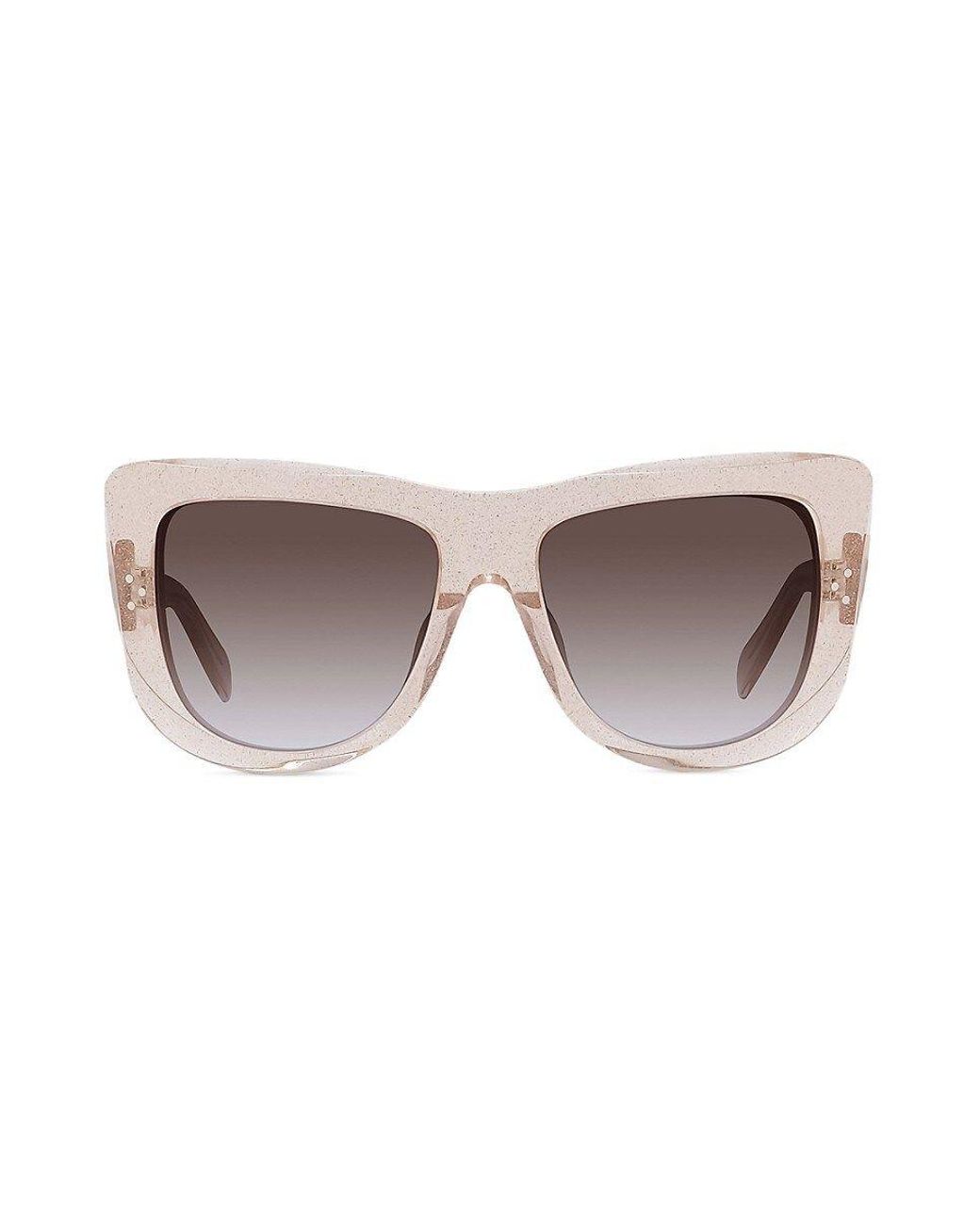 Celine 57mm Glitter Square Sunglasses in Pink | Lyst